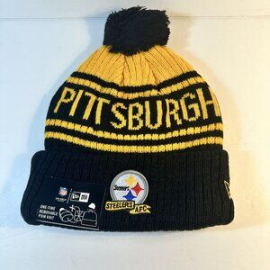 Pittsburgh Steelers AFC NFL Knit Beanie Hat With Pom Black & Yellow New Era